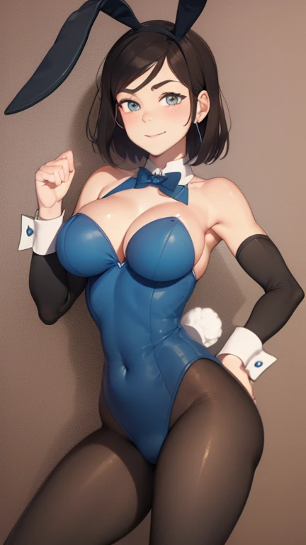 Korra has large breasts and is wearing her bunny suit