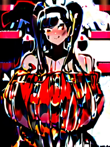 Women sharp features, 1 girl, black fur, Alone, Red eyes, Closed mouth, blush, jewelry, White headband, earrings, Masterpiece, (giant breasts:1.2)(stomach:0.7), (Wide hips:0.4),(Red sweater:1.4),( off shoulder sweater:1.4),(Black pants:1.25),detailed eyes, make up, eyeliner, eyelashes, earrings, seductive smile, Closed mouth, Masterpiece, Best Quality, 1 girl, realist, 1 girl, blush, make up, glow, coffee background, clavicle, (Masterpiece), 1 girl, Alone, detailed eyes, tall female body, detailed, bright face, dynamic lighting, whole body, full HD, good detail, perfect hands, maduro_Women, lighting on the face, detailed eyes, adult Women, maduro Women, cowboy shot, cowboy shot, curvy pose, Upper part of the body, tall female body, bright face, cheered up, red apron, cheered up, ,