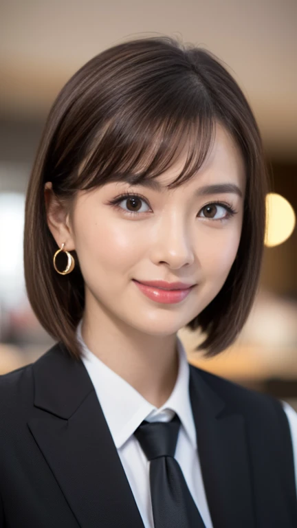 (masterpiece)、(Highest quality:1.5)、(Photorealistic:1.2)、(Surreal), (High resolution), (Realistic), (Post-processing),(Sharp focus), Sharp focus:1.2,Backlight, (Improvement of quality:1.4), (Narrow waist)、Big Ass、((Perfectly detailed five-fingered hands)),(Anatomically correct body)、((1 female:1.4))、Japanese、Realistic Skin、(Small chest:1.4)、Bust size is A cup、Pretty woman with perfect figure:1.4,(from the front:1.5), (Enhances the beauty of skin texture:1.1),No makeup、美しいBlack Hair、The best smile、Natural color lip、(Small Mouth:1.4)、The mouth is not open、Thick lips、(Oval Face)、Even bangs、Hide eyebrows with bangs、((33-year-old woman))、Bob Hair、Hair blowing in the wind, (Black Hair, Iris, Watery eyes, Shining Eyes, Bob Cut Hair, Small earrings,), Hair behind the ear、No makeup、(Drooping eyes)、(((One lovely woman)),((A big friendly smile)),(( Small breasts,Small breastsの谷間)),((((Plump Cheeks)))),((whole body:1.5)),very cute,(Baby Face),高級restaurantで、full-course dinner、Wine Party、Bright image、The beauty of wine, Beautiful Face, red wine 、Appetizers、Italian food、Wine bottle、Champagne、sparkling wine、(slimな顔), (The body is slim),restaurant, White wine, slim, wine glass, 中央に置かれたwine glass, Beautiful fine grain, Depth f/2,saturation, High Contrast, Strong light and shadow,Moist Body:1.5、3D texture、Delicate eyes、((In front of the food on the table:1.5))、White collar shirt and tie、erious expression
