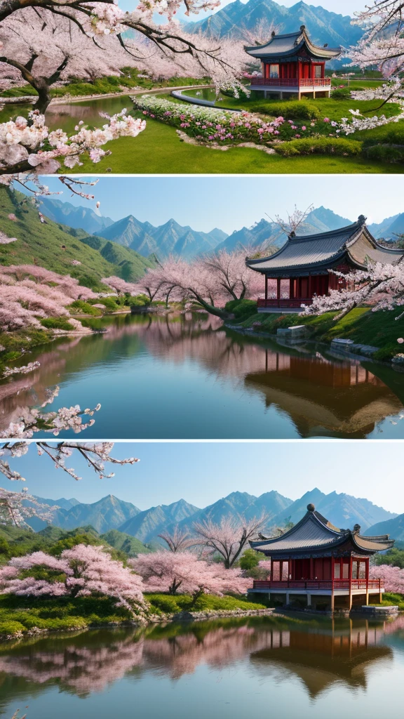 Chinese peach blossom garden,4k high detail images,8K, uhd, realistically