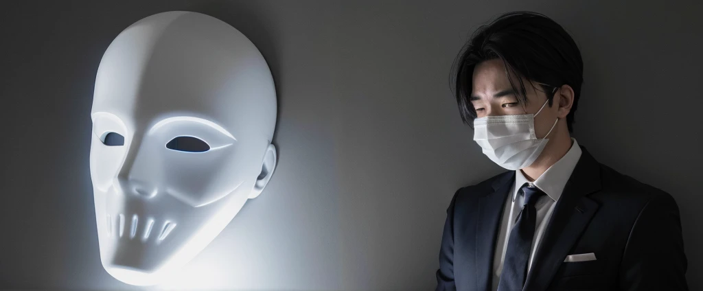 A MAN WITH A GHOST MASK