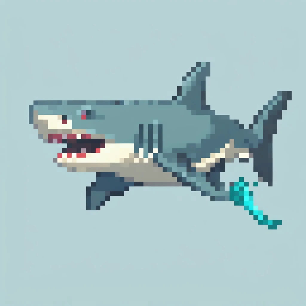 shark, Pixel art, PixArFK,