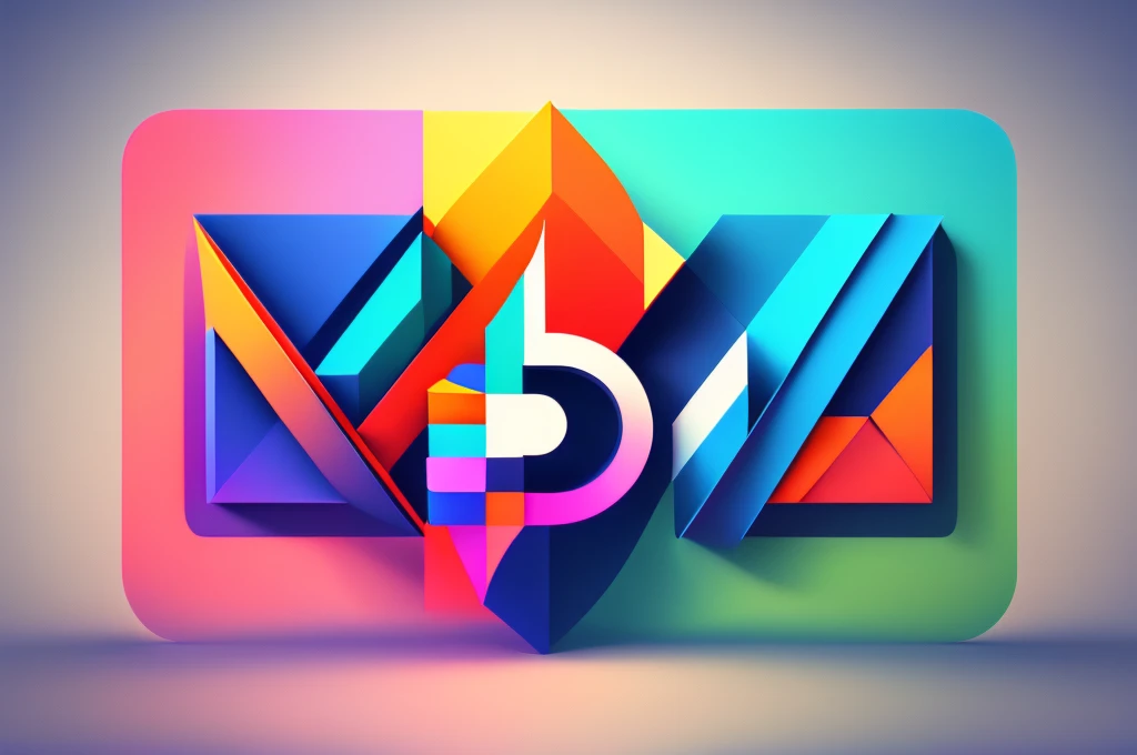 a digital product logo, colorful modern abstract logo, minimalist geometric shapes, vibrant gradients, dynamic composition, 3d render, symmetry, clean lines, simple shapes, bold colors, seamless patterns, futuristic design, social media branding, online business, digital marketing, high quality, intricate details, professional, sleek, elegant