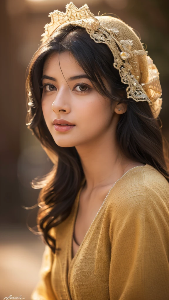 realistic portrait of Rashmika mandanna, 1girl, beautiful detailed eyes, beautiful detailed lips, extremely detailed face, long eyelashes, intricate hairstyle, close up, soft lighting, warm color tone, cinematic composition, photorealistic, 8k, (best quality,4k,8k,highres,masterpiece:1.2),ultra-detailed,(realistic,photorealistic,photo-realistic:1.37)
