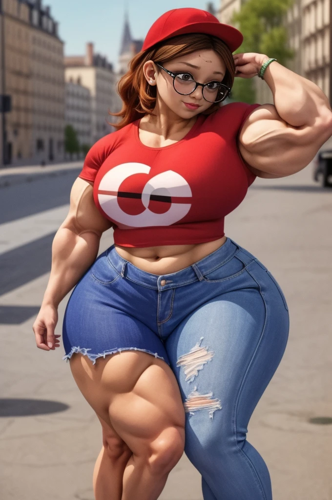 (masterpiece, best quality:1.2), A couple , boy Nino Lahiffe: Brown skin, dark hair, usually seen wearing a red cap, glasses, and casual clothing like a T-shirt and jeans, and a girl Alya Césaire: Brown skin, curly dark brown hair, often wears glasses, and typically seen in stylish, casual outfits. A casual day out with both characters in their everyday attire,Sharing a tender moment, like sitting on a rooftop overlooking Paris..(girl and boy:1), smiling, ((high resolution illustration)), ((extremely detailed)), (couple), Alya, Nino, Nino X Alya, (best quality,4k,8k,highres,masterpiece:1.2), ultra-detailed, realistic:1.37, HDR, studio lighting, extreme detail description, nino wearing a red cap, professional, vibrant colors, bokeh, ((muscular female bodybuilder)), detailed lips, strong embrace, romantic scene, intimate moment, intense passion, athletic bodies, fitness couple, gym, (((both flexing their big muscles)))..