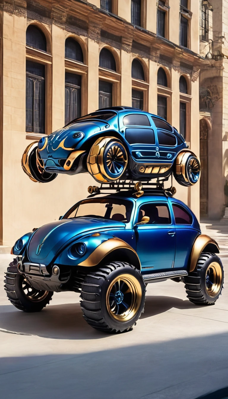 Insect beetles、blue、Metallic Shine、Off-road tires、4-wheel operation、Photographed from diagonally in front、Insect design