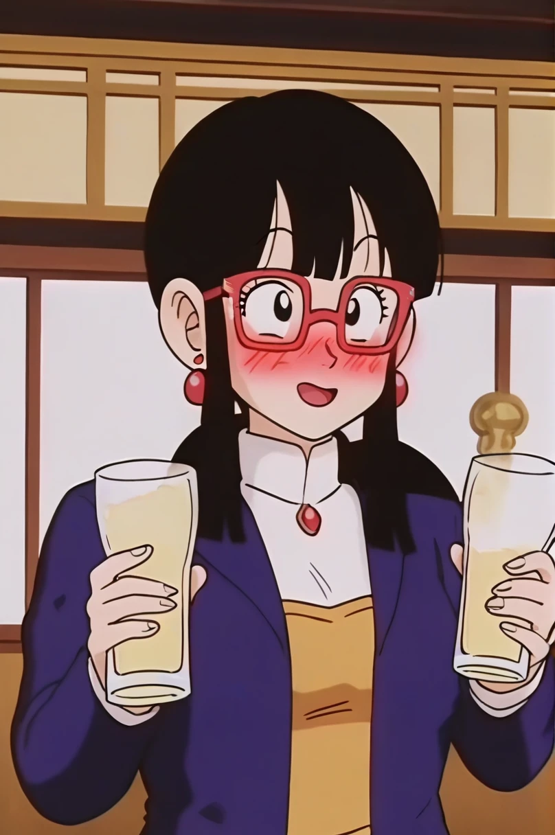 sauce_anime, score_9, score_8_superior, score_7_superior, anime screencap,8K, Absurd, Who is who?, One girl, Nude woman holding a champagne glass, one girl, clothes exposed , Cup , Jewelry , Earrings , Glasses , Blush , , Nude , , 独奏 , Alcohol , Masterpiece , Top Quality , Detail , ((Blush Drunk)) , Happy , Sleepy Face , Laughing , Blushing & Shy , Half Closed eyes, open mouth, pub, wandering