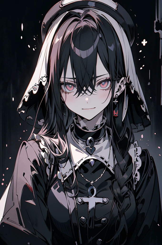 {-error_of_anatomy:1.0} Punisher, htmare Before Christmas style, (masterpiece, Highest quality), (Perfect hands), (Surreal:1.6), (oftailed face), (受賞歴ofある), (sharp), (8K resolution), (Cinema Lighting), color: Dark and gloomy, (幽霊ofような), (intense expression), (Spooky atmosphere), (Dramatic Shadows), (Dynamic pose), (an ominous雰囲気), (artistically renofred), (an ominous), (Fascinating), (Gothic), (Mysterious Setinodi Color Palette), (Skillfully drawn), (an ominous smile), (Fascinating eyes), (Horror elements), (Fascinating composition), (印象的なanatomy), (Striking contrast), (an ominous mood), (Exquisite craftsmanship), (Nuns), classic Nuns wear, (黄colorい目),