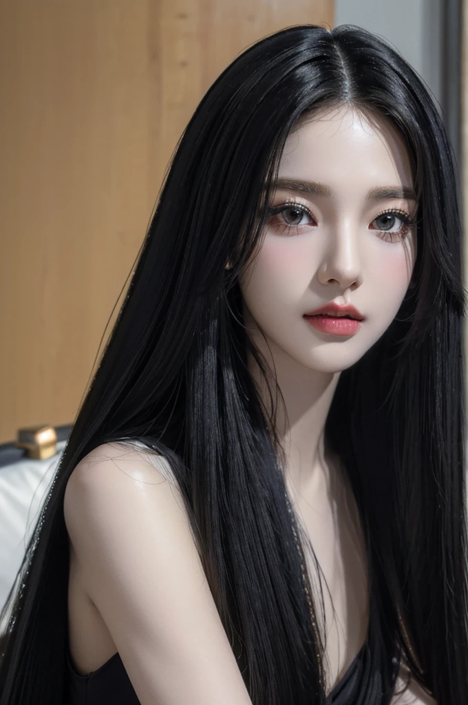 (best quality:1.4),(masterpiece:1.4),(photorealistic:1.4),(ultra high res, raw photo:1.4),(hdr, hyperdetailed:1.2),close up, 1woman,(black long straight hair:1.4), close up, (long eyelashes)