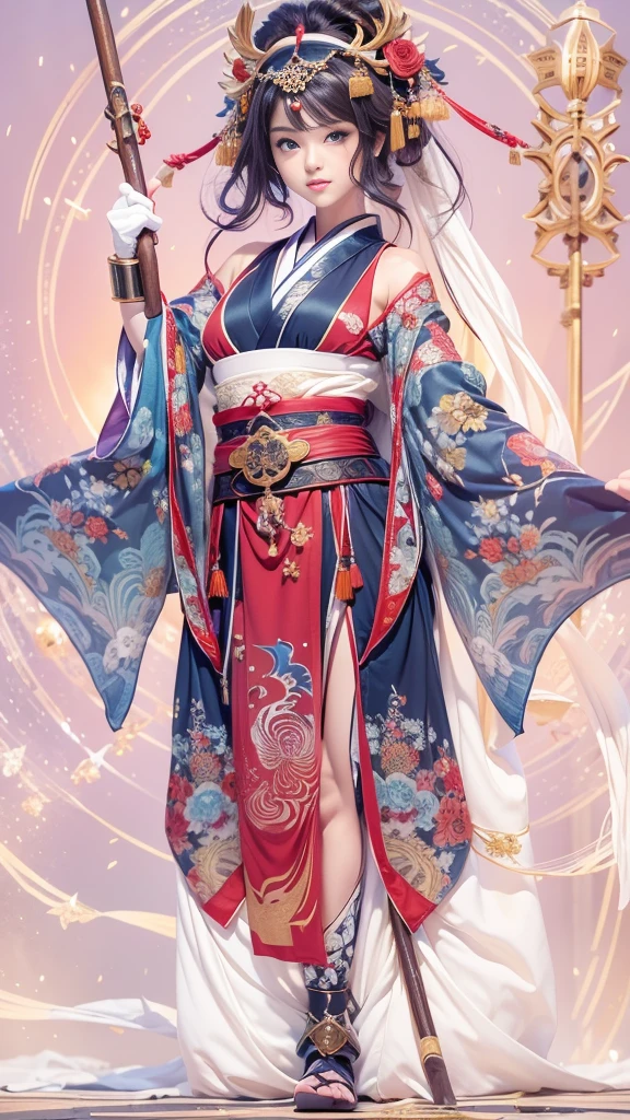 (32k:1.5, Highest quality, masterpiece, Ultra-high resolution), Perfect dynamic composition, Professional camera work:1.6, Captivating portrait, Cinematic Light, Very detailedな肌と顔の質感:1.3, Very accurate, Very detailed, (Ride the Red Dragon:1.2, Holding a walking stick), (Belligerent:1.2, Fantastic:1.2, Great background:1.2, tradition:1.2, Majestic:1.2), 1 adult female, Elegant Goddess, Incredibly slim body, Fair skin, (smile:0.9, Totally captivates you:1.0), (Fractal Art:1.0, Japanese Shrine Maiden Costume:1.3), Ample breasts:0.9, (Buckshot, Calm pose), (Beautiful Blue Eyes, Beautiful erotic eyes:0.8, Feel the beautiful eroticism:0.9), Sensual sitting position:0.4, (romantic, dramatic, mysterious), Object of admiration, Artistic, Innovative, attractive, sense of openness, sense of cleanliness, Heartful, Fancy, exciting, Extreme, ((Too beautiful beauty:0.9))