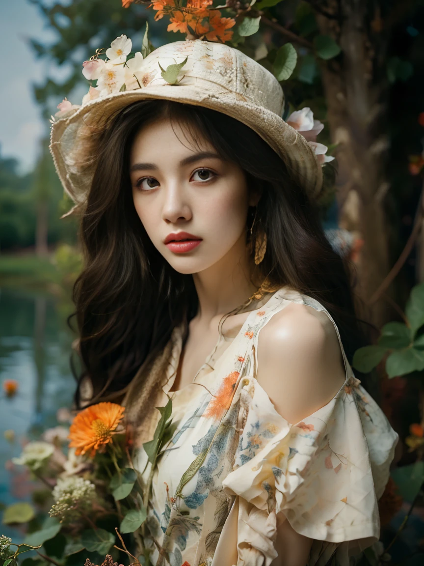 spring，1girl，((beautiful eyes))，((Perfect and refined limbs))，Sitting，在Grass地上，tent，flower，outdoor，Tree，landscape，daytime，Sky，cloud，Grass，橙flower，白flower，nature，Vague，红flower，(masterpiece，Best quality:1.2)，lifelike，Reality，梦幻般的Light芒，错综复杂的detail，Ultra Detailed，detail，High contrast，美丽细致的Light芒，Bright，更多detail，精细发Light，very fine 8K CG wallpaper，Depth of Field，Abuse of color difference，Soft colors，非常精致的Light线，眩Light，Light，Light粒子，reflection，((Infrared photography))