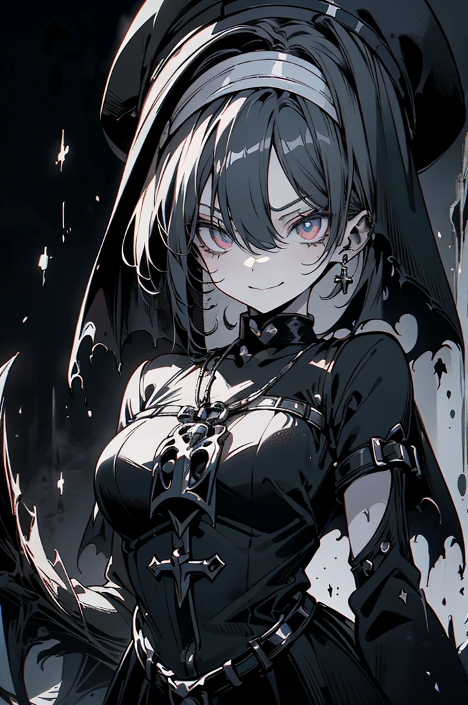 {-error_of_anatomy:1.0} Punisher, Nightmare Before Christmas style, (masterpiece, Highest quality), (Perfect hands), (Surreal:1.6), (oftailed face), (受賞歴ofある), (sharp), (8K resolution), (Cinema Lighting), color: Dark and gloomy, (幽霊ofような), (intense expression), (Spooky atmosphere), (Dramatic Shadows), (Dynamic pose), (an ominous雰囲気), (an ominous), (Fascinating), (Gothic), (Mysterious Setinodi Color Palette), (Skillfully drawn), (an ominous smile), (Fascinating eyes), (Horror elements), (Fascinating composition), (印象的なanatomy), (Striking contrast), (an ominous mood), (Exquisite craftsmanship), (Nuns), classic Nuns wear, (黄colorい目),