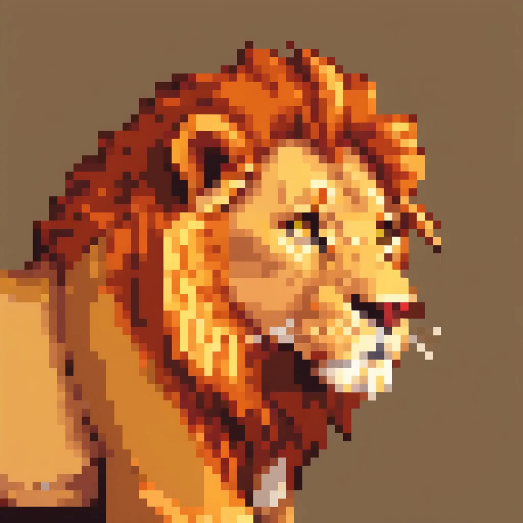 Lion, Pixel art, PixArFK,