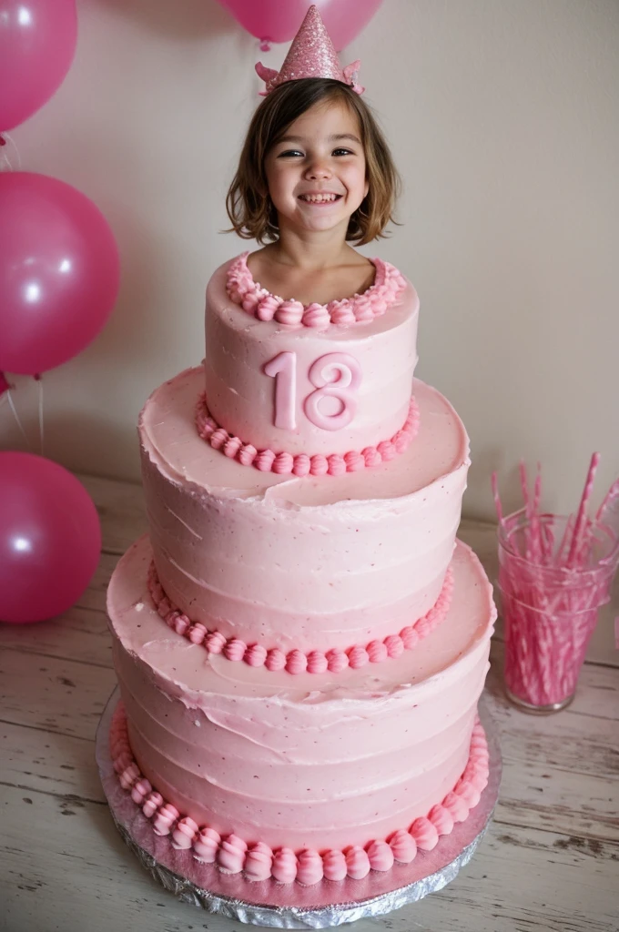 Pink cake, pink birthday party, number 18