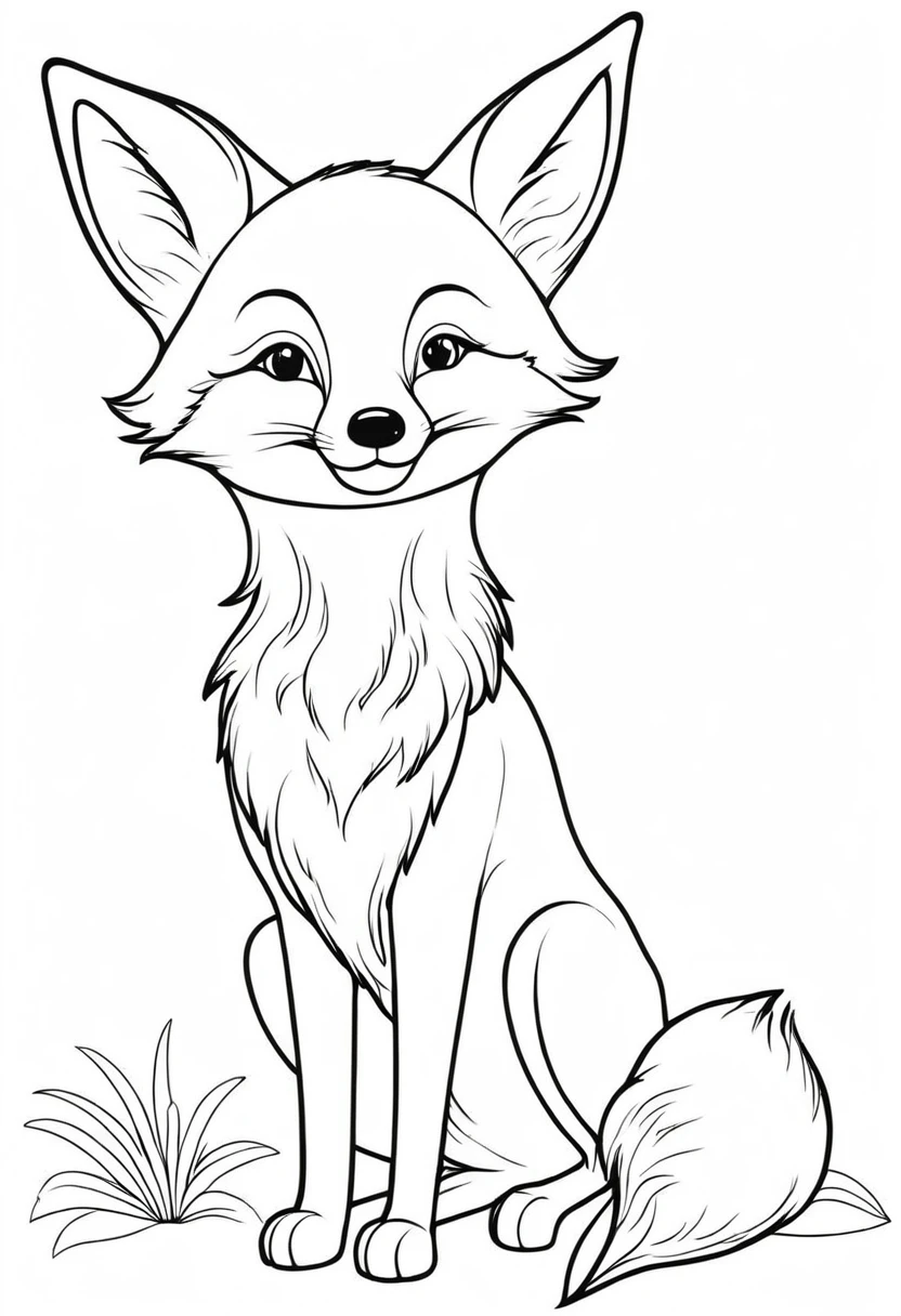 coloring page for kids, fox