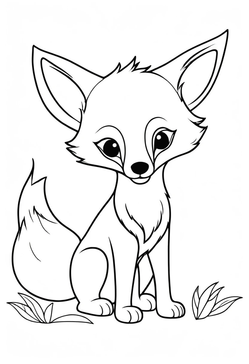coloring page for kids, fox