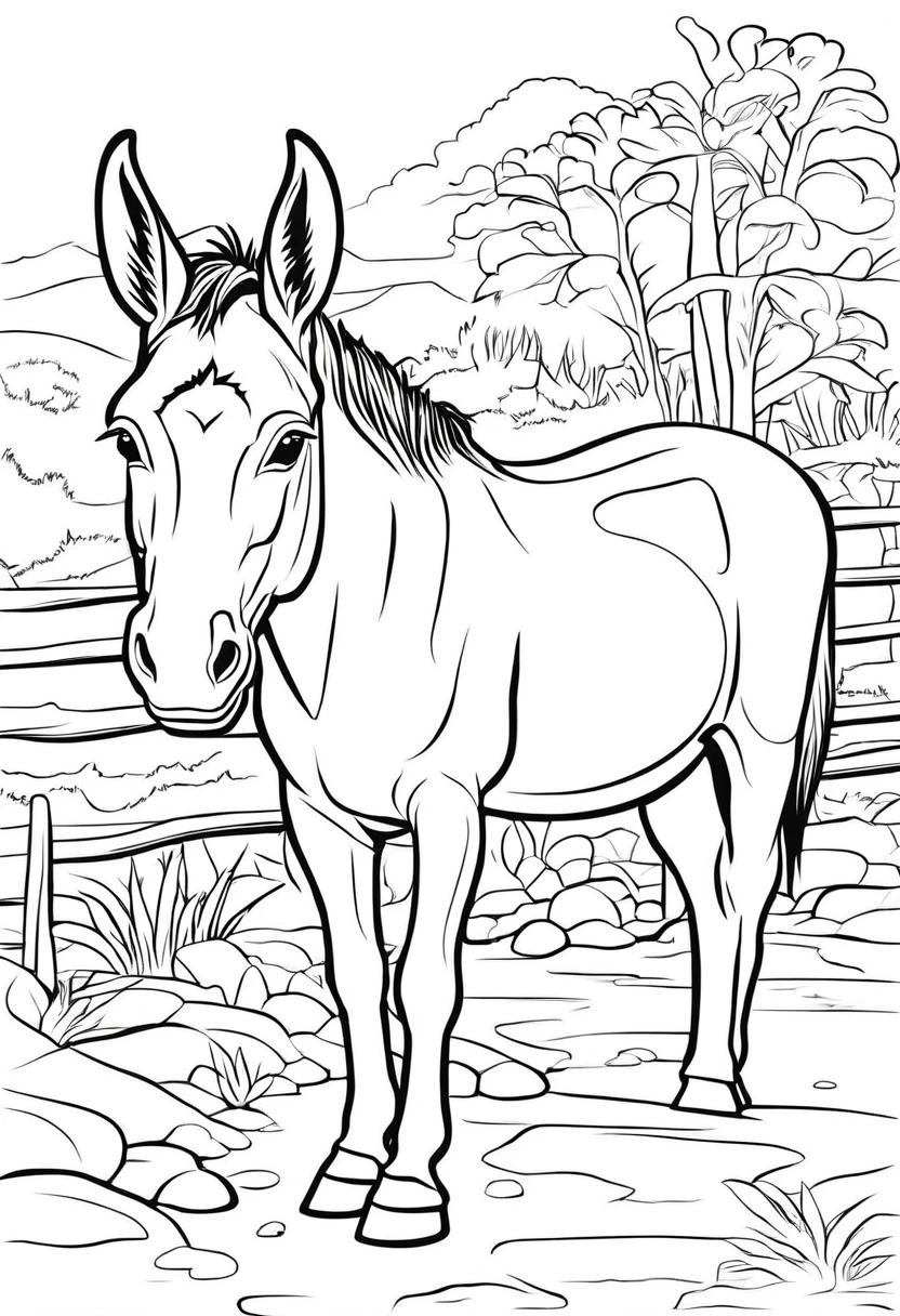 coloring page for kids, mule