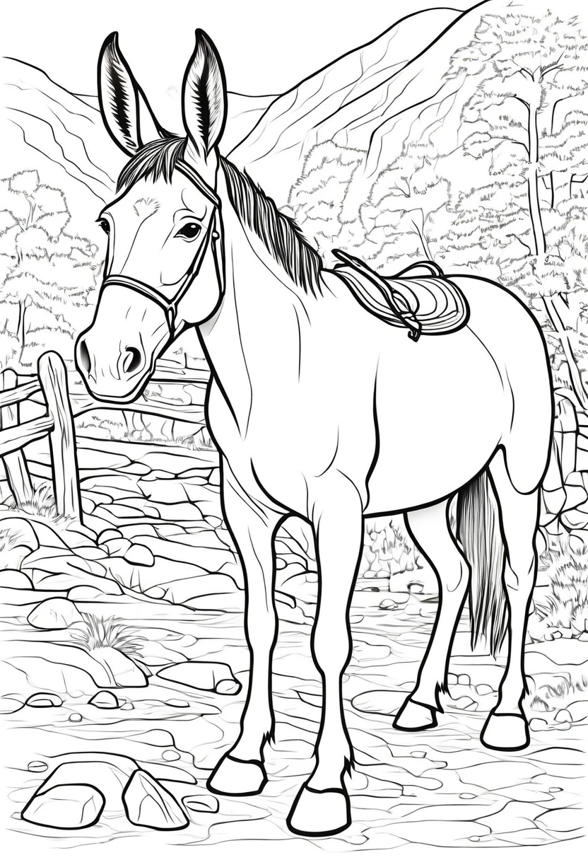 coloring page for kids, mule