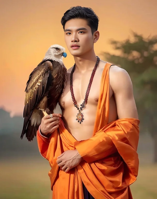 Haraf man looking at camera, perfect has a round face, man with round face, Southeast Asian man with a round face, Profile picture, charming anime,ภาพสามมิติ 8K,45 high quality colored lights,000,000,000 pixels, photo, post-trade photo, animation, The character is in her natural pose., Southeast Asian man with a round face, Profile picture 3-D, 8K, 45,000,000 pixcls, Cloak with gold letters, Cheongsam, cloth coatที่ได้แรงบันดาลใจจากมังกร, Chinese dress, Chinese dress, with ancient Chinese clothes, Wearing a red, gilded robe, Tailoring a suit according to tradition, cloth coat, Wear a red formal dress