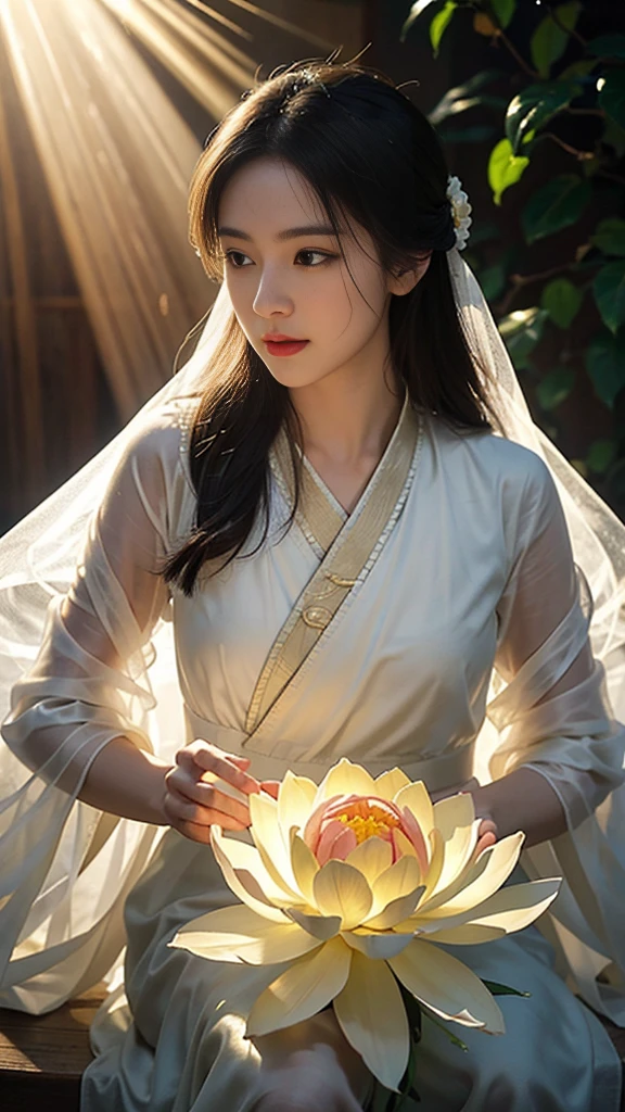 Peach Flower Garden,White mist,golden light,White mist,outdoor,In Hangzhou West Lake,(colorful、ความสดclear、rays of sunlight、cool light:1.2)lotus leafในสระน้ำ,,dynamic gesture,exquisite details,Wide viewing angle,Great detail.,world class illumination - ar 3:2 - C 5 - V 5.1 - Raw Style - S 750,In a style influenced by ancient Chinese art.,complicated,Highly detailed,Emphasis on sharp focus,Amazing,The art of realistic painting,lotus leaf,spring rain,สดclear,light,atmosphere,เฉดสีสดclearของฤดูใบไม้ผลิ,Awesome details,16K,best quality,soft light,area,clear,Soft, natural light,surreal photography,