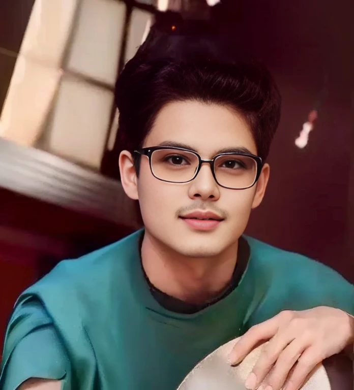 Haraf man looking at camera, perfect has a round face, man with round face, Southeast Asian man with a round face, Profile picture, charming anime,ภาพสามมิติ 8K,45 high quality colored lights,000,000,000 pixels, photo, post-trade photo, animation, The character is in her natural pose., Southeast Asian man with a round face, Profile picture 3-D, 8K, 45,000,000 pixcls, Cloak with gold letters, Cheongsam, cloth coatที่ได้แรงบันดาลใจจากมังกร, Chinese dress, Chinese dress, with ancient Chinese clothes, Wearing a red, gilded robe, Tailoring a suit according to tradition, cloth coat, Wear a red formal dress