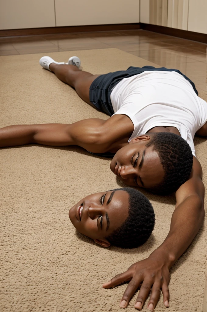 Make me a black guy lying on the floor with a white spot on the floor while he&#39;s passed out