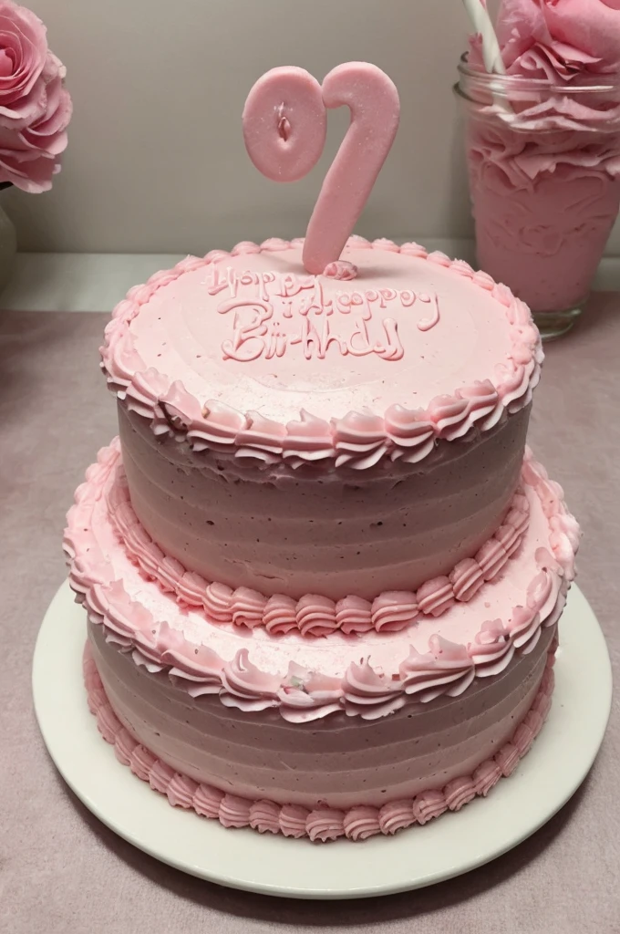 Pink cake, pink birthday party, number 18 on it 
