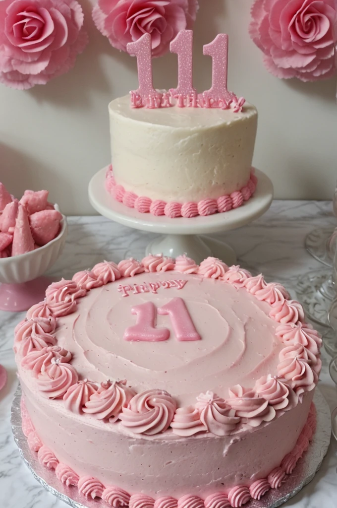Pink cake, pink birthday party, number 18 on it