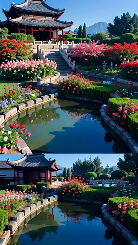 Ancient Chinese Flower Garden,4k high detail images,8K ,realistically