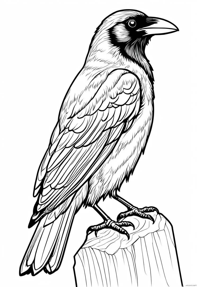 coloring page for kids, crow