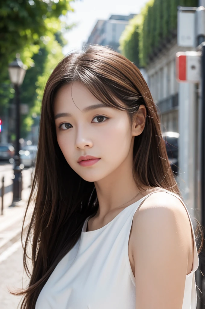 、(la plus haute qualité、head of'artwork、high resolution、8K、uhd)、(1 fille)、delicate face、Detailed eyes and face、double eyelid、joli visage、tall and beautiful woman、jambes fines et longues、Bewitching and beautiful woman、Luxurious long dress in random colors、very detailed dress、Collants brillants、heels、Exterior corridor'a luxurious royal palace、detailed context、come walk、photo de tout le corps、Tiara、luxury necklace、loops of'ears、Bracelet