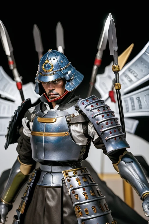 masterpiece, Highest quality, Very detailed, 16K, Ultra-high resolution, One man, 30 years old、Japanese Samurai、槍 、Ding、grassland、Moonlit Night、confrontation