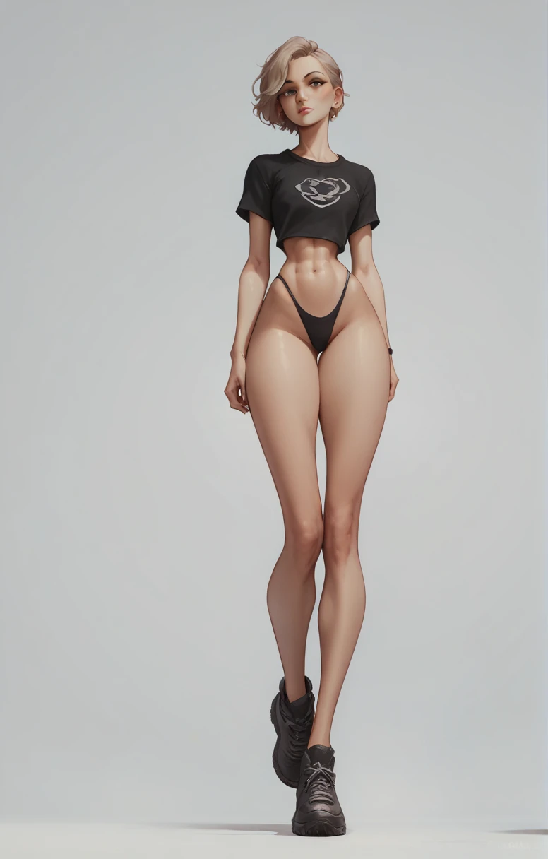 culona, Big legs, small waist, black underwear that reaches above the waist, head on
