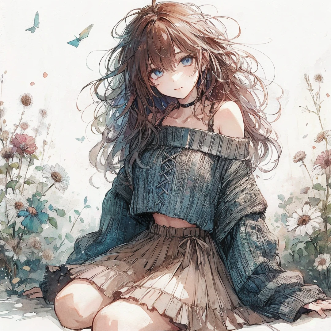 Official art using high-quality hand-drawn watercolor sketch techniques. (best quality,4k,8k,highres,masterpiece:1.2),ultra-detailed,beautiful detailed eyes,A girl with beautiful eyes, everyone, beautiful anime girl, cute anime girl, smooth anime art, anime style, elegant colors, soft lighting, delicate beautiful eyes, very coquettish, (beautiful large breast:1.2), (correct hands:1.2),