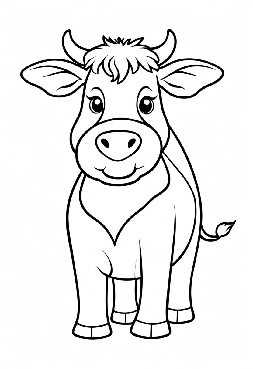 coloring page for kids, cow
