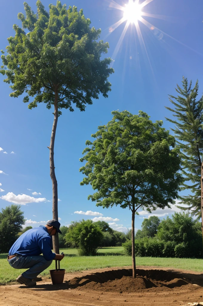 A  planting a tree