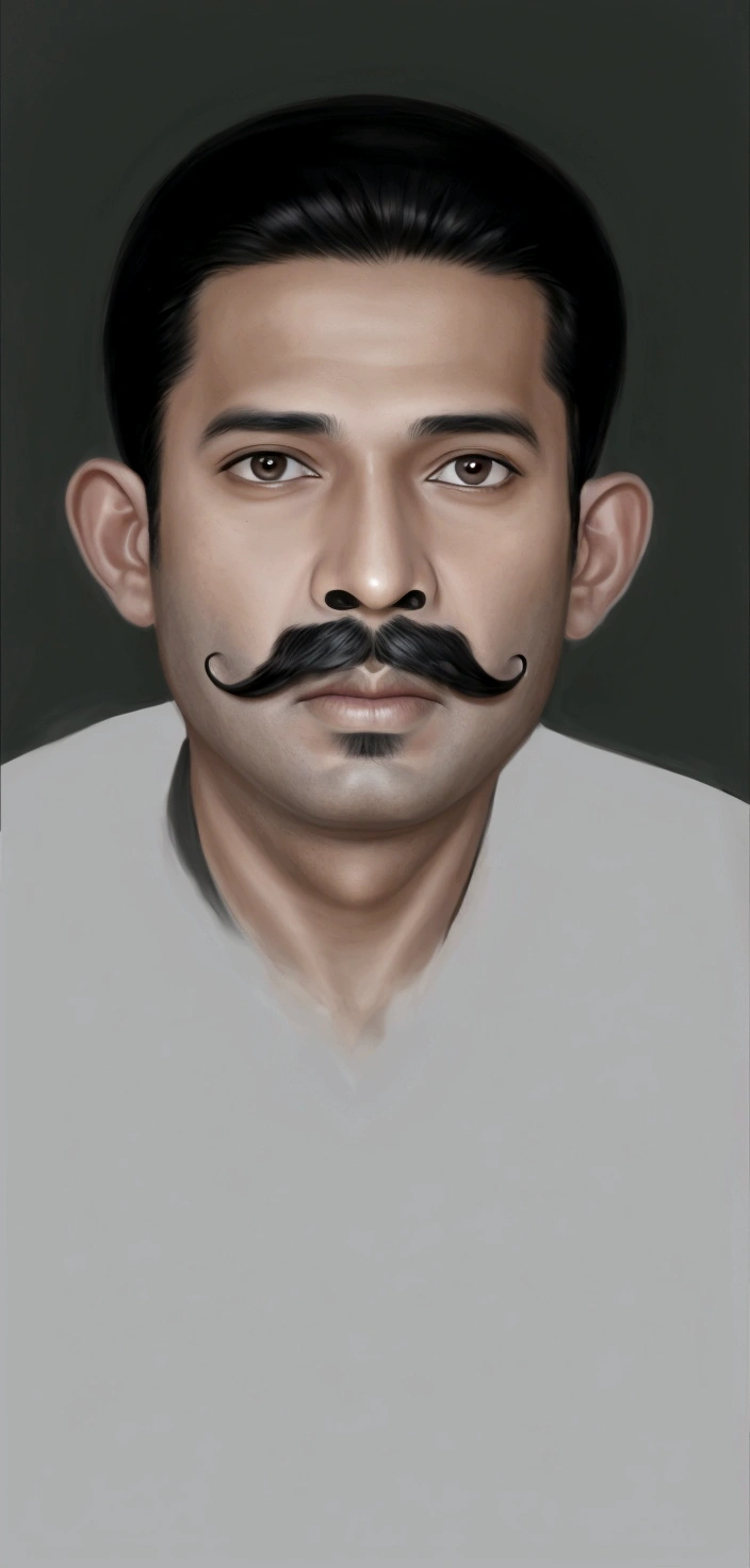 arafed photo of a man with a mustache and a moustache, drawn with photoshop, digital art but photo, inspired by Abdur Rahman Chughtai, digital paining, potrait, realistic portrait, digital painted, detailed face with moustache, digtial painting, digital paiting, # 1 digital painting of all time, #1 digital painting of all time