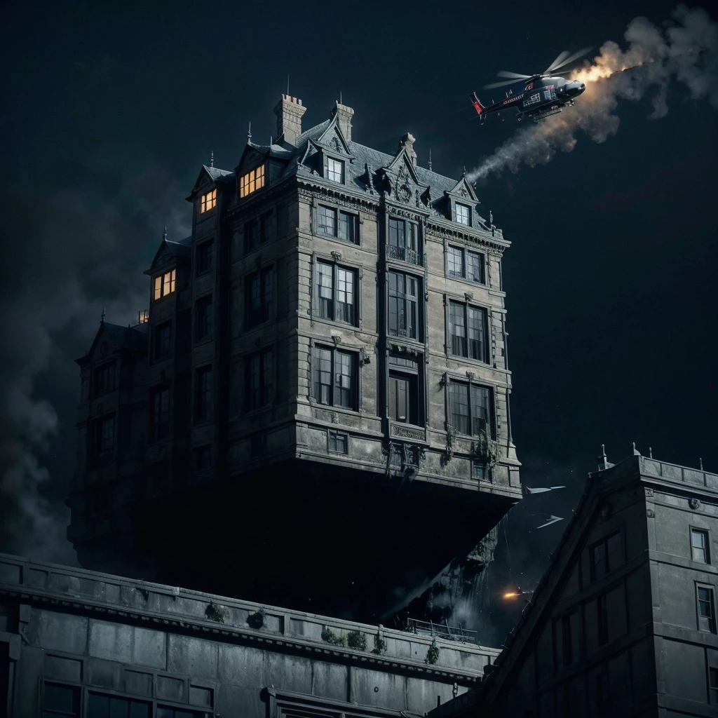 10-story black house with pool black monkey helicopter crashing plane( High definition) (8K)