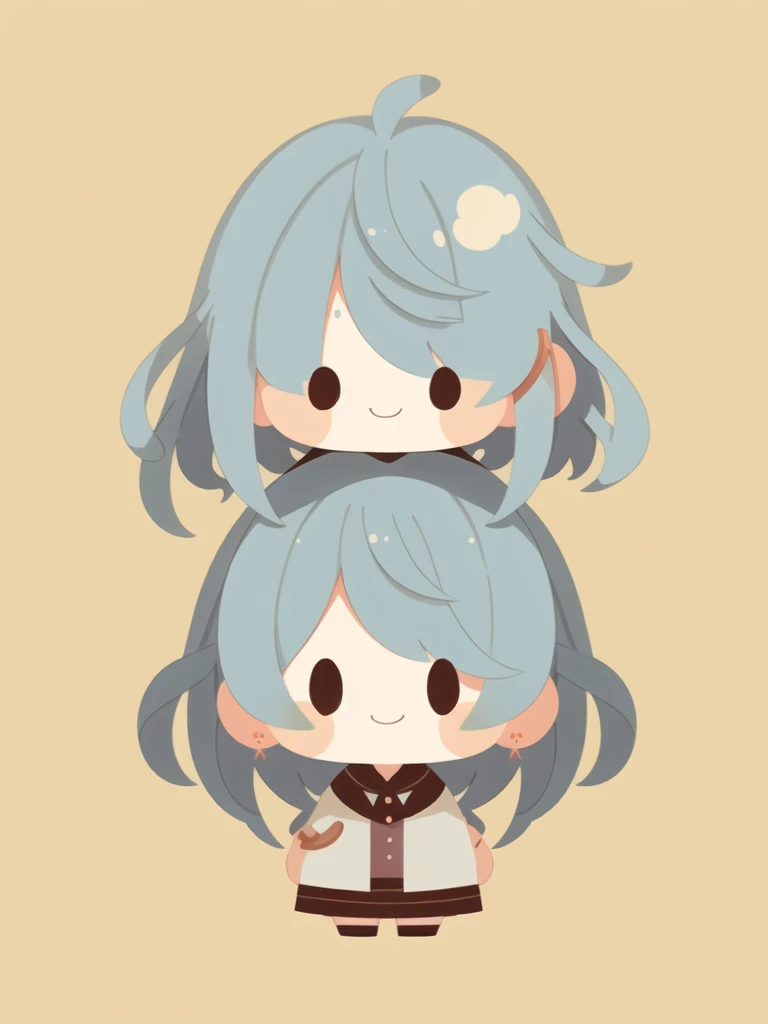 超A high resolution, Best aesthetic, Top quality depiction of the foot, Put on a jacket, Light blue long hair、Twin-tailed、 Flat avatar, Anime visuals of cute girls, Cute art style, chibi, Shorthair, Ahoge, is shy, adorable smiling, hair adornments,drawing on paper, simple background, earrings, jewely, side locks, large oval eyes,