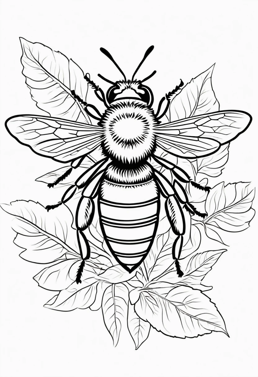 coloring page for kids, bee