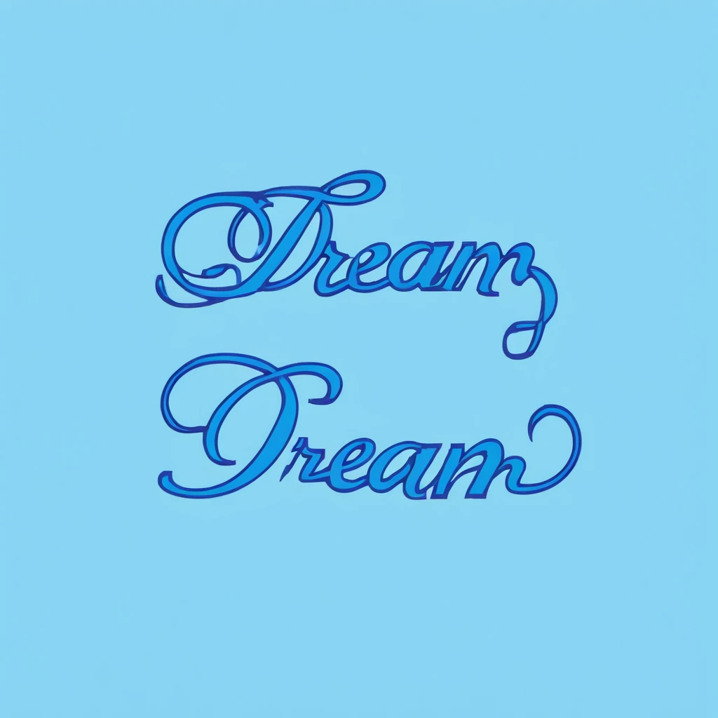 1."Dream"
   - Use calligraphy fonts with an elegant handwriting style. The background is plain light blue