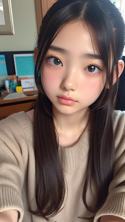 View your audience,high school girl,Leaning forward,(Random cute clothes),(Random Animation Pose),(Thin type),(Random hairstyle),(Best image quality, (8K), Ultra-realistic, 最high quality, high quality, High resolution, high qualityの質感, Attention to detail, Beautiful details, Fine details, Extremely detailed CG, Detailed Texture, Realistic facial expressions, masterpiece, in front)、Low twin tails、Droopy eyes