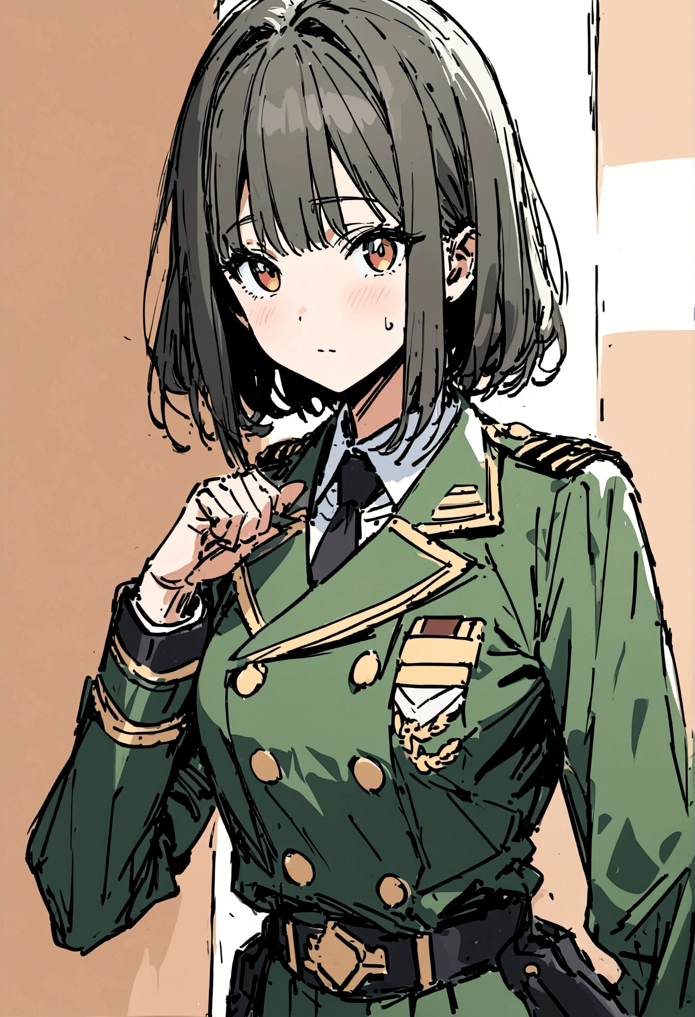 masterpiece,最high quality,Super detailed,High resolution backgrounds,8K,High Resolution,high quality,break,uniform,girl, Japanese manga style, sketch, Colored pencil.