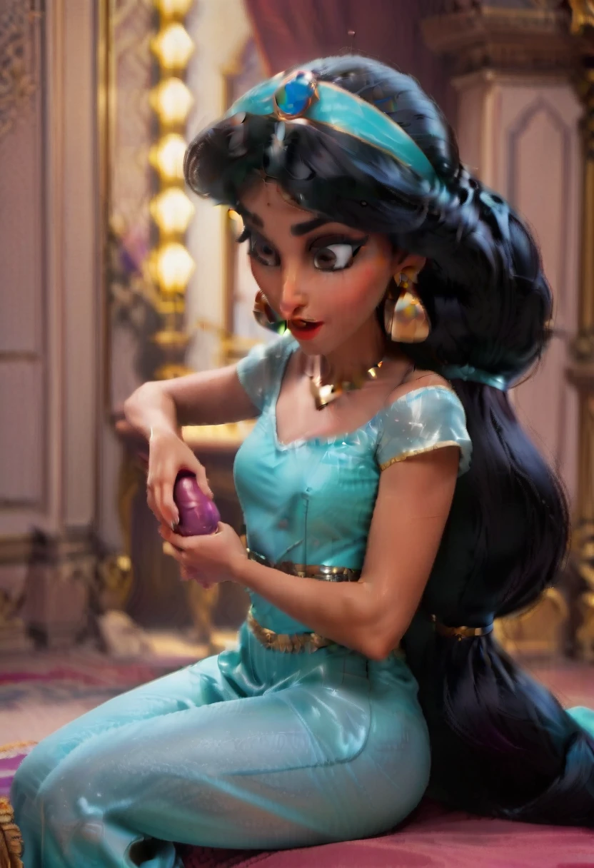Princess jasmine naked and masturbating with a dildo