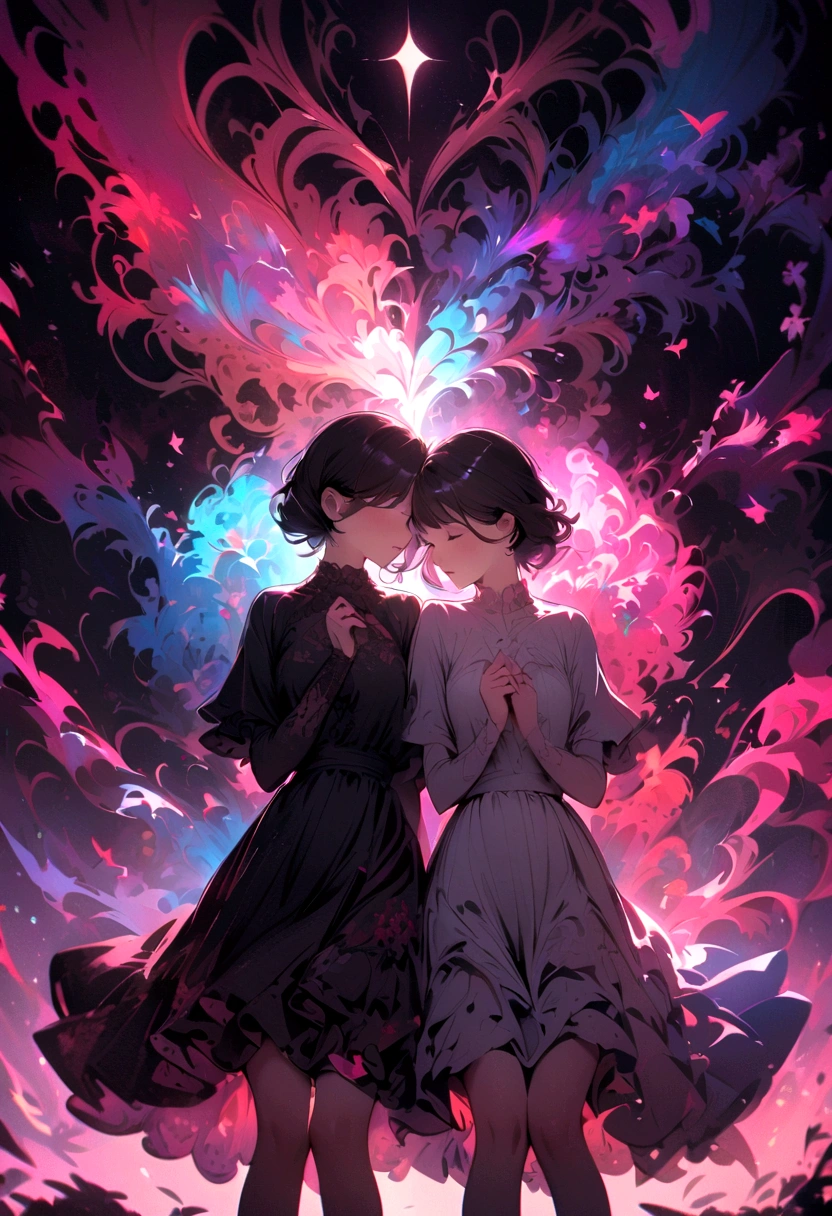 A blurry silhouette under the moonlight, knees together feet apart