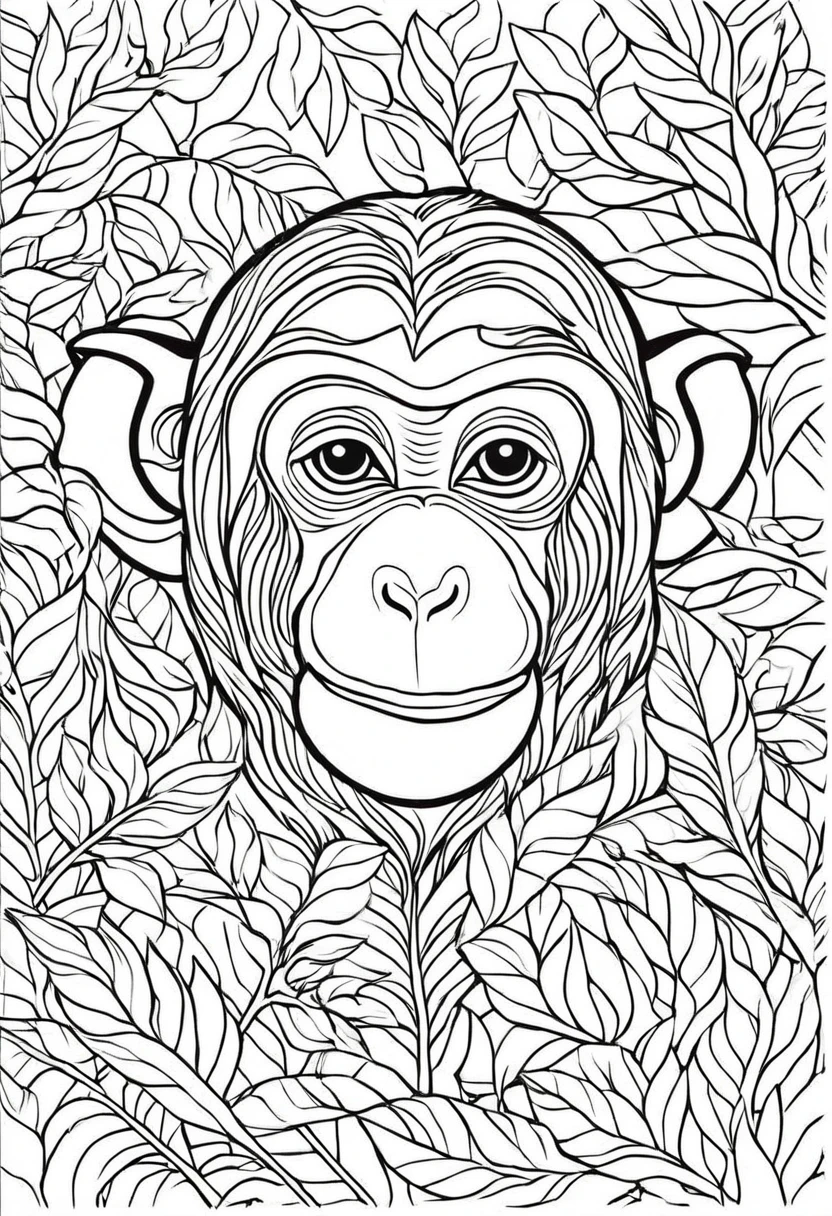 coloring page for kids, monkey