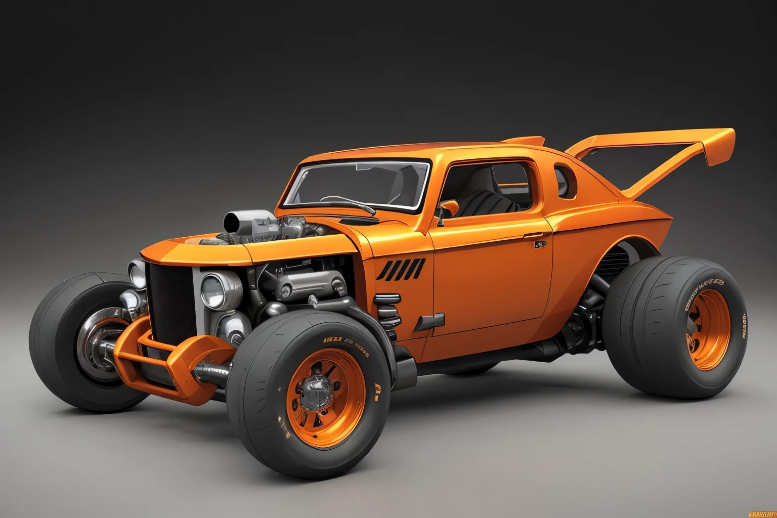 cyber punk (((Zeekers Hot Rod))) (With shiny border), Wide tires, In the parking lot,