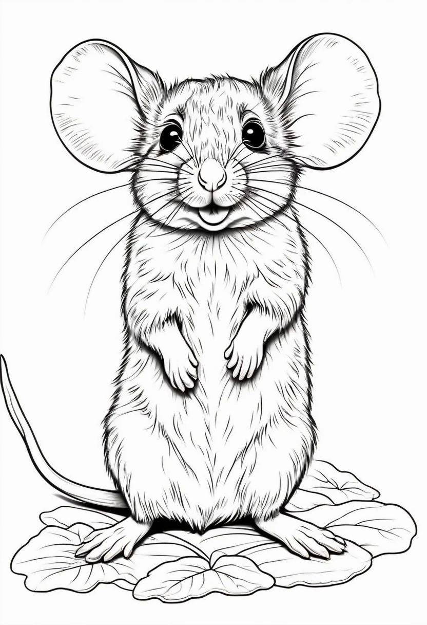 coloring page for kids, mouse animal