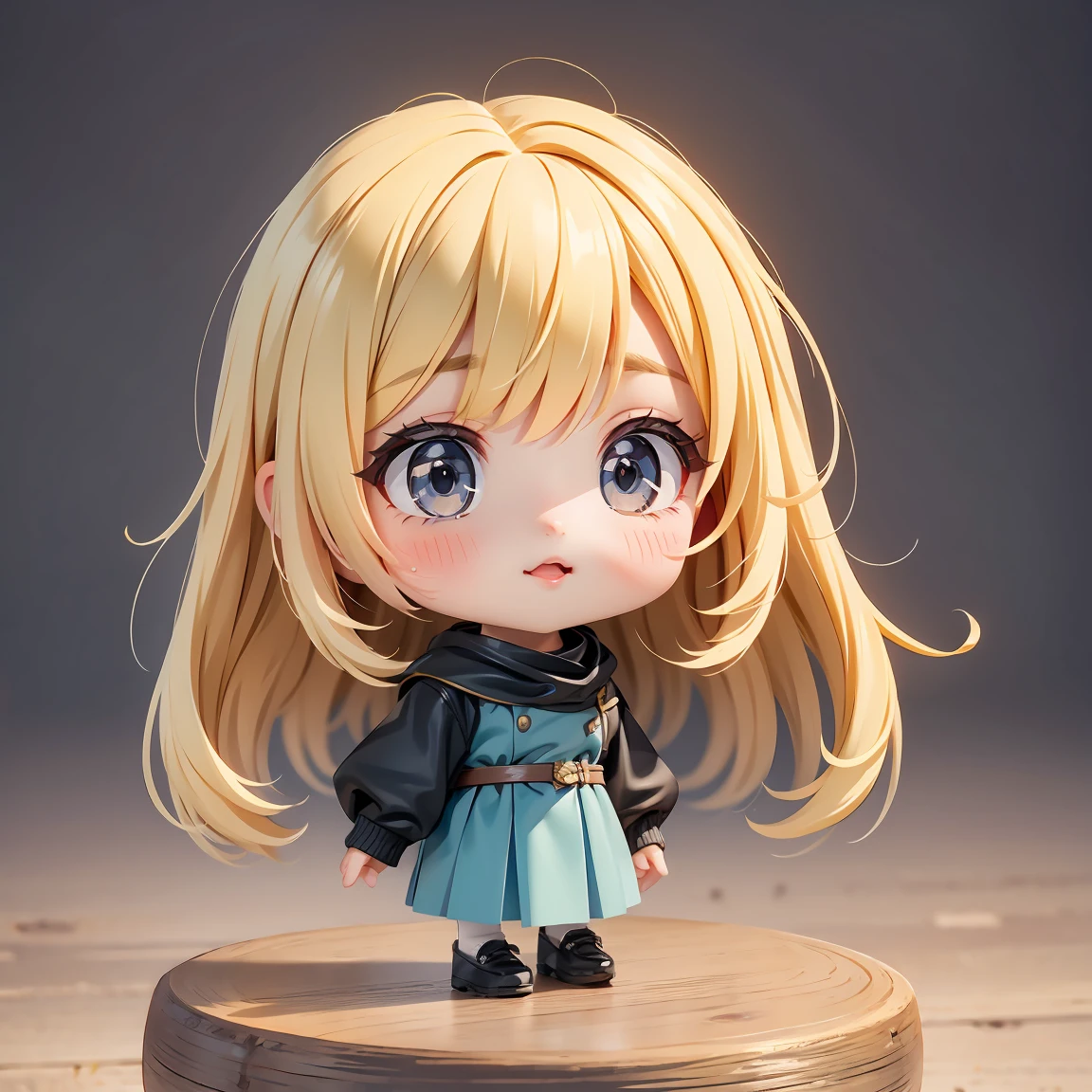  Chibi Character：1.5、Blonde Hair、cute 10 year old girl