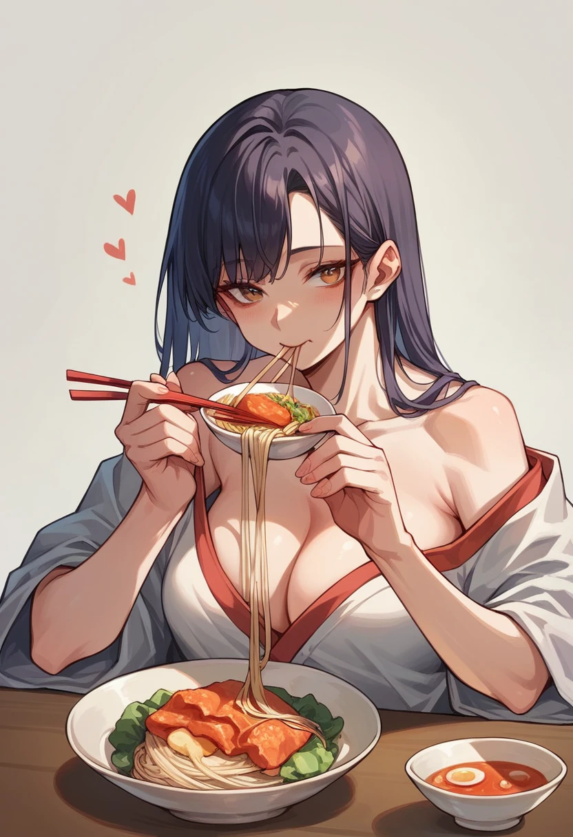 Beautiful woman eating somen noodles